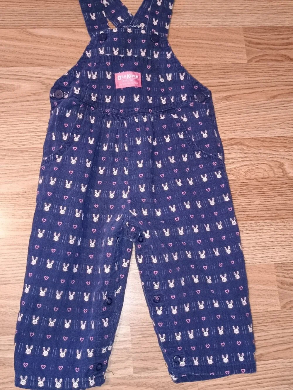 Vintage OshKosh B’gosh Girls Bunny Rabbit Heart Overalls Navy Blue Vestbak 24m